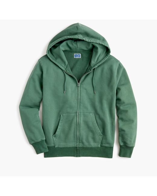 J.Crew Green Garment-dyed French Terry Full-zip Hoodie for men