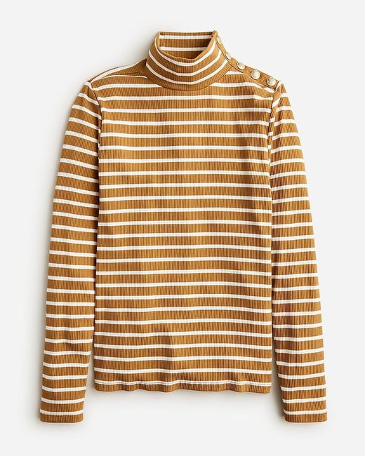 J.Crew Natural Vintage Rib Turtleneck With Buttons