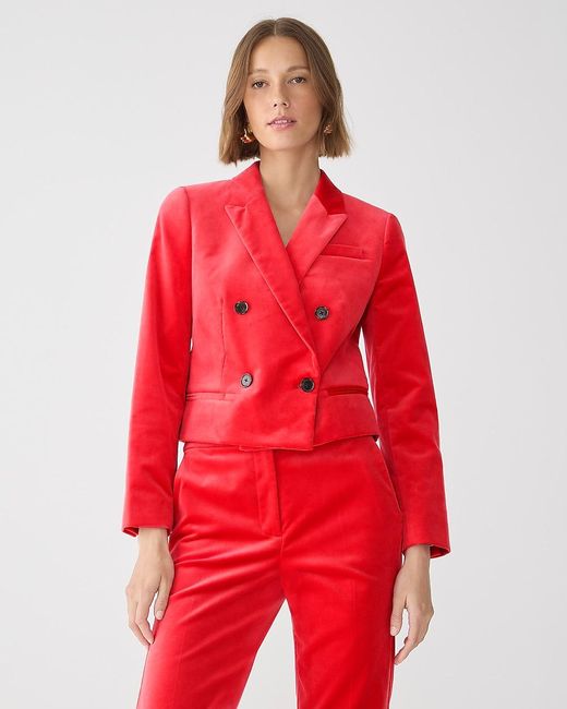J.Crew Red Cropped Double-Breasted Blazer
