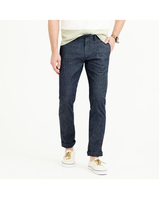 J.Crew Blue Chambray Stretch Chino Pant In 484 Slim Fit for men