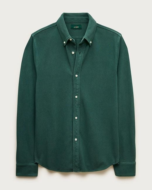 J.Crew Green Washed Piqué Button-Down Shirt for men