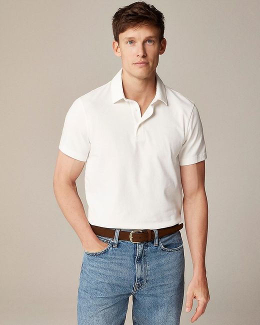 J.Crew White Sueded Cotton Polo Shirt for men