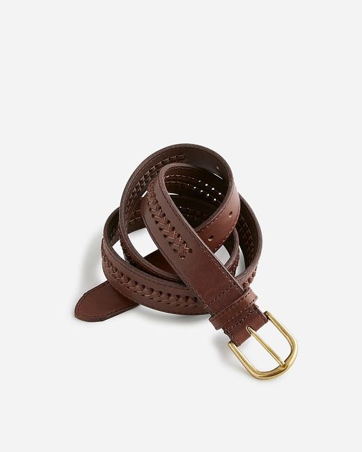 J.Crew Brown Italian Leather Belt With Woven Detail for men