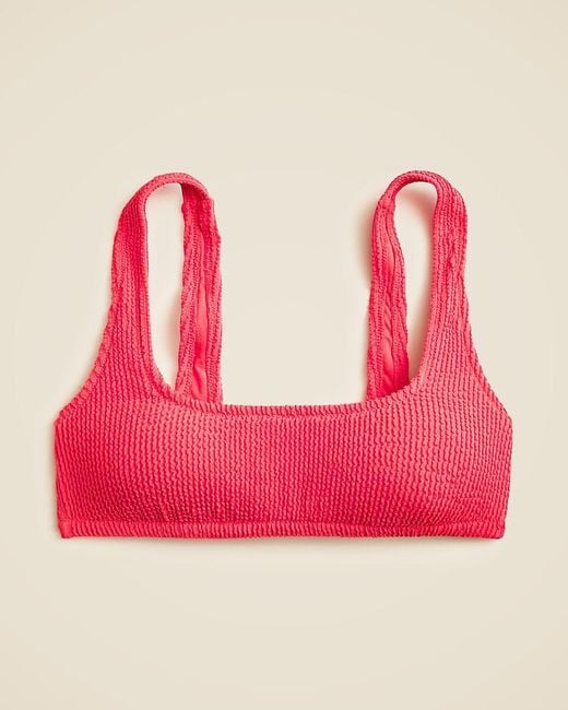 J.Crew Pink Scrunchie Squareneck Bikini Top