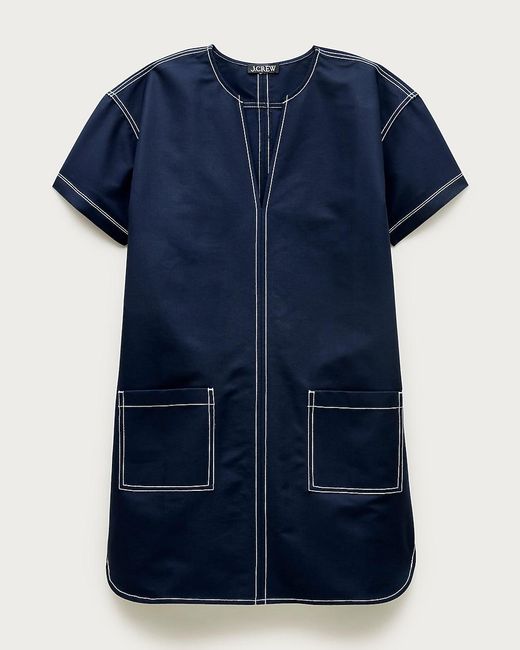 J.Crew Blue Tall Patch-Pocket Pullover Dress
