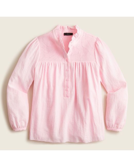 J.Crew Cotton Longsleeve Soft Gauze Garden Top In Whimsy Paisley in Pink Lyst