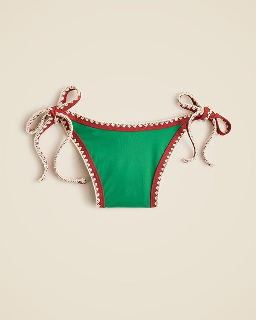 J.Crew Green Crochet-Trim String Bikini Bottom
