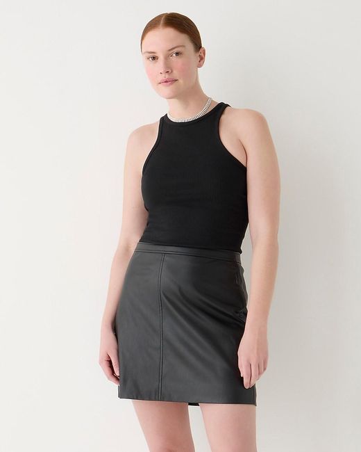 J.Crew Black Faux-Leather Mini Skirt