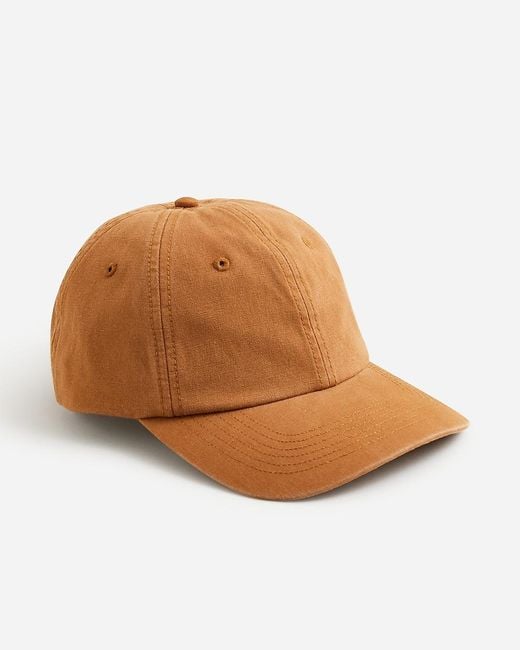 J.Crew Brown Washed Canvas Baseball Cap for men