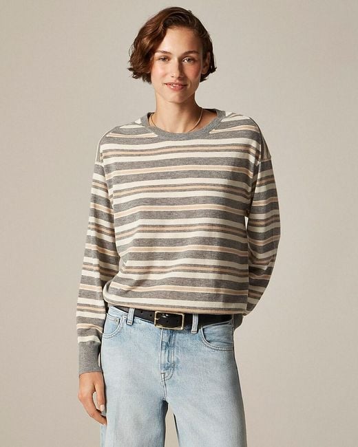 J.Crew Natural Featherweight Cashmere Relaxed Crewneck Sweater