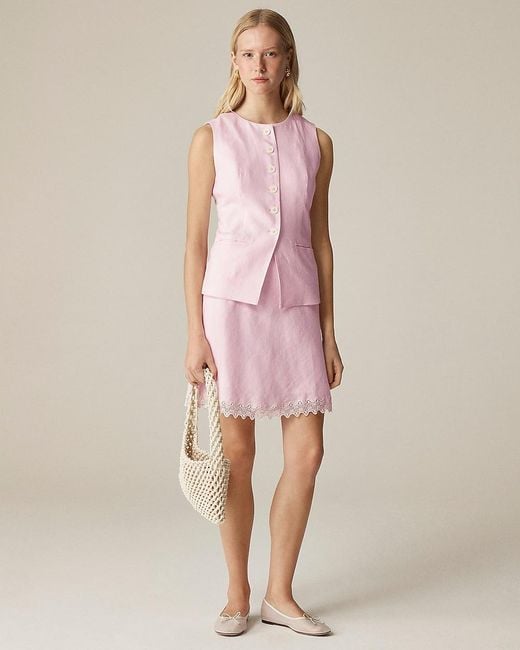 J.Crew Pink Tall Gwen Lace-Trim Slip Skirt