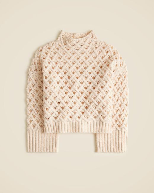 J.Crew Natural Cross-Cable Mockneck Sweater