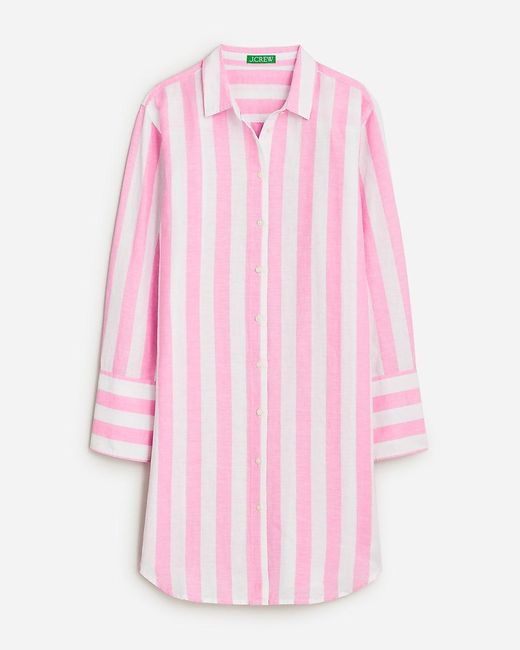 J.Crew Pink Linen-Cotton Blend Beach Shirt