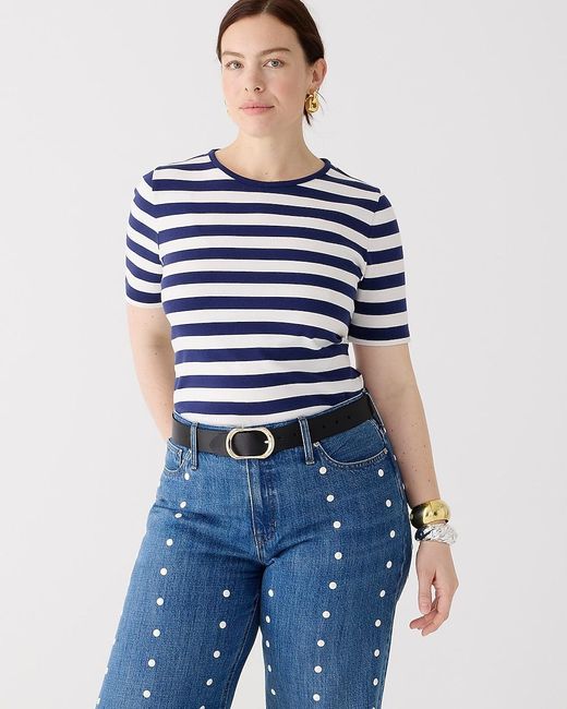J.Crew Blue Perfect-Fit Elbow-Sleeve T-Shirt