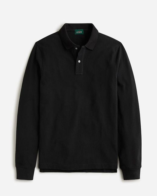 J.Crew Black Tall Long-Sleeve Classic Piqué Polo Shirt for men