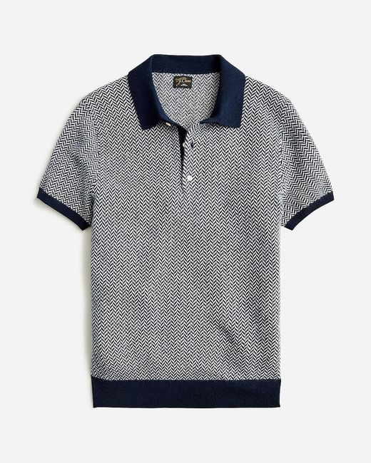 J.Crew Blue Short-Sleeve Cashmere Sweater-Polo for men