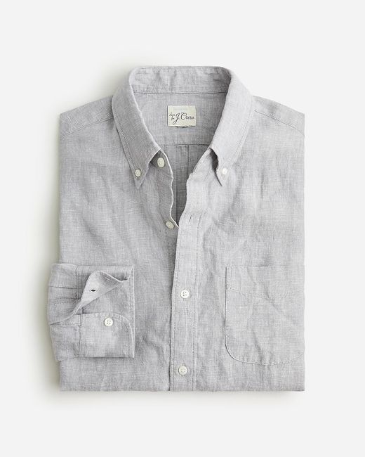 J.Crew Gray Slim Untucked Baird Mcnutt Irish Linen Shirt for men