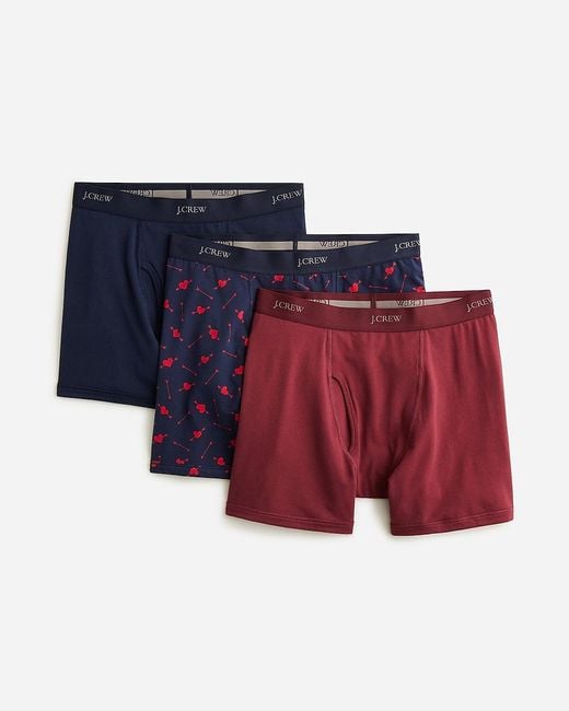 J.Crew Red Stretch 4'' Print Boxer Briefs Three-Pack for men