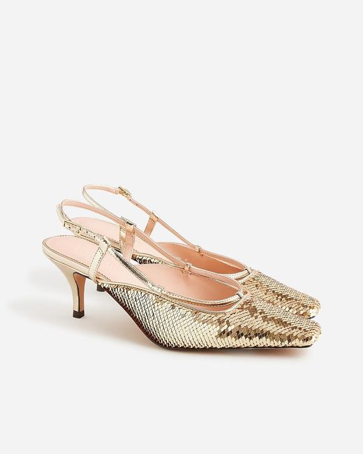 J.Crew Pink Leona Slingback Heels With Paillettes