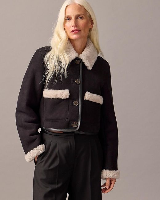 J.Crew Black Collection Limited-Edition Cropped Shearling Jacket