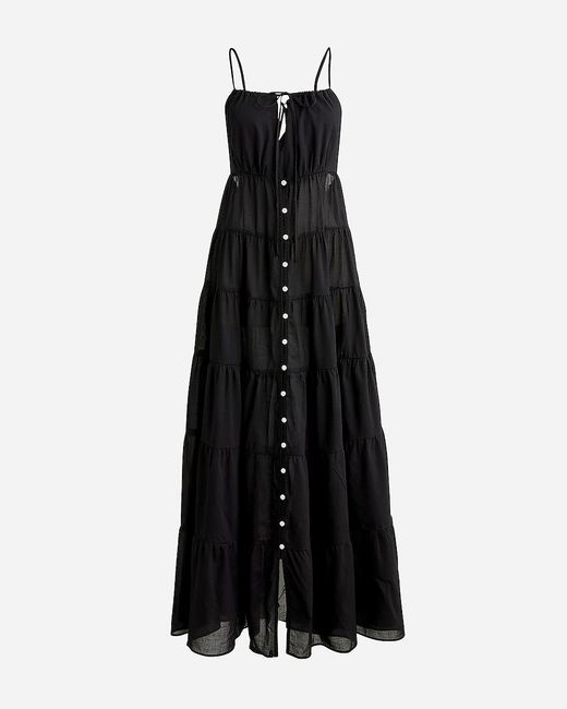 J.Crew Black Tiered Cotton Voile Dress