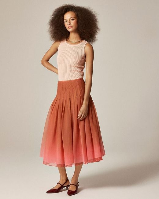 J.Crew Pink Collection Pleated Circle Skirt