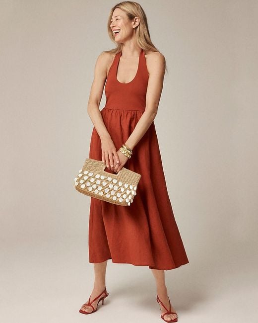 J.Crew Halter Mixy Dress in Red | Lyst