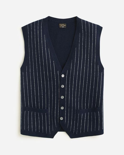 J.Crew Blue Cashmere-Blend Cardigan Sweater-Vest for men