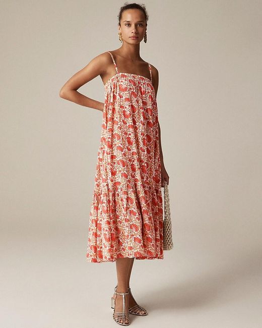 J.Crew Pink Sz Blockprints X Tiered Dress