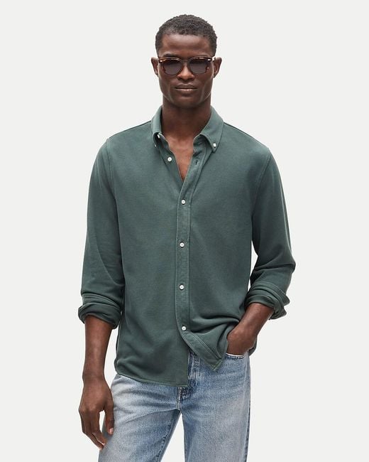 J.Crew Green Washed Piqué Button-Down Shirt for men