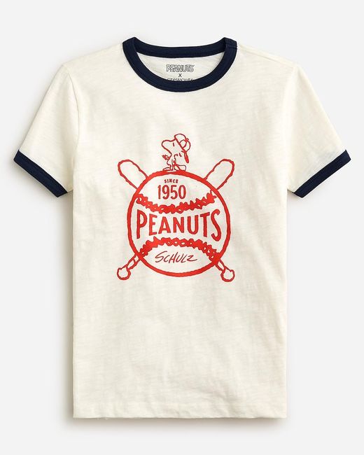 J.Crew White Peanuts X Crewcuts Snoopy Ringer Graphic T-Shirt for men