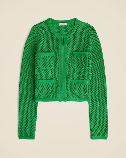 J.Crew Green Open Pointelle-Stitch Cardigan
