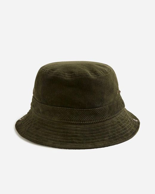 J.Crew Green Garment-Dyed Corduroy Bucket Hat With Snaps for men