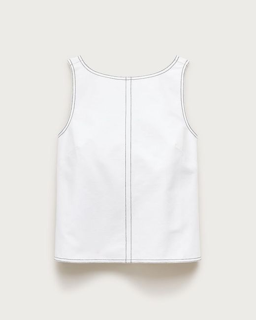 J.Crew White Contrast-Stitch Shell Top