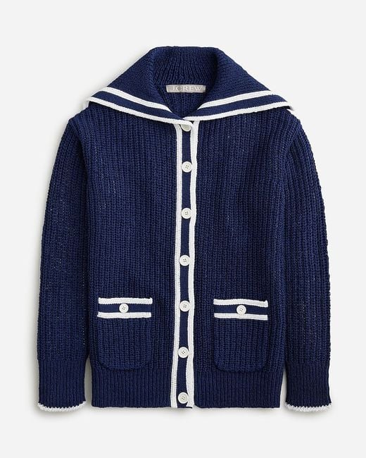J.Crew Blue Textured Sailor Cardigan Sweater