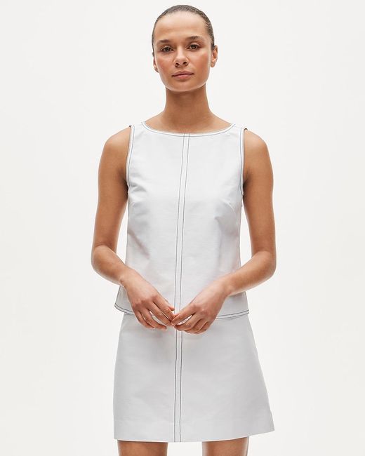 J.Crew White Contrast-Stitch Shell Top