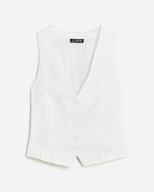 J.Crew White Slim-Fit Linen Vest