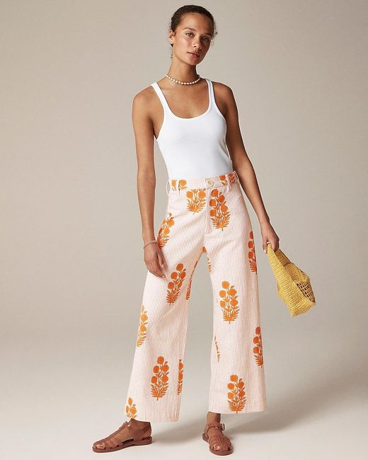 J.Crew Natural Sz Blockprints X Denim Disco Pant