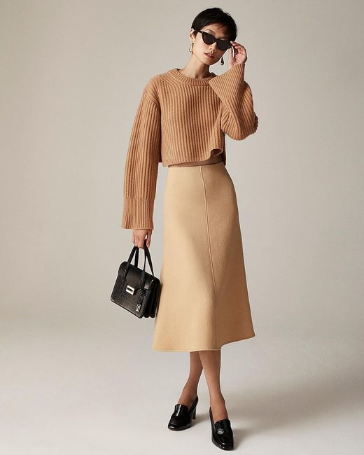 J.Crew Natural Spring Street Cropped Ribbed Cashmere Crewneck Sweater