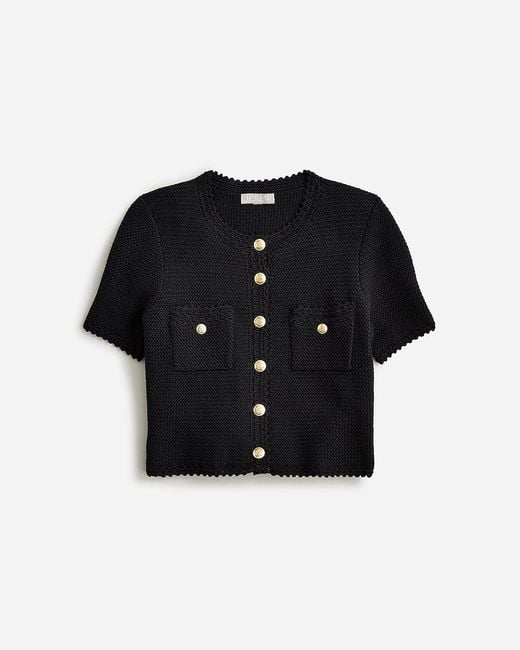 J.Crew Black Short-Sleeve Sweater Lady Jacket