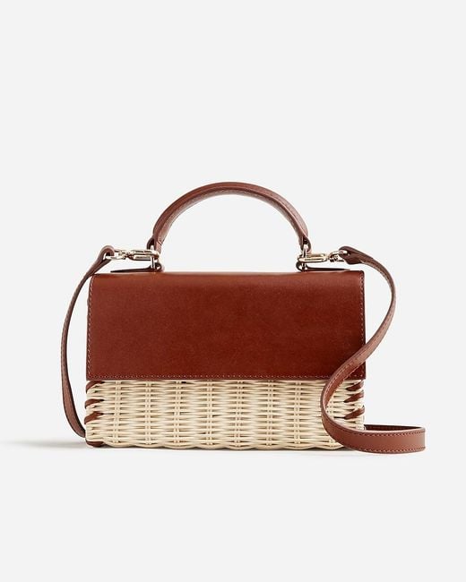 J.Crew Brown Small Wicker And Leather Bag