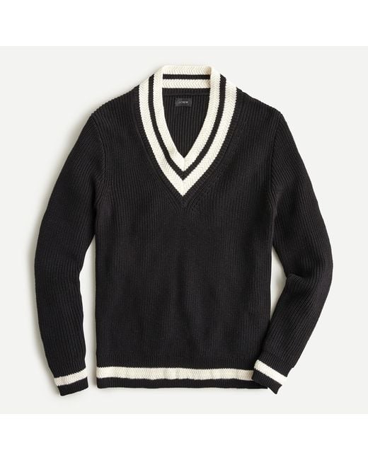 J.Crew 1988 Cotton V-neck Tennis Sweater in Black for Men | Lyst