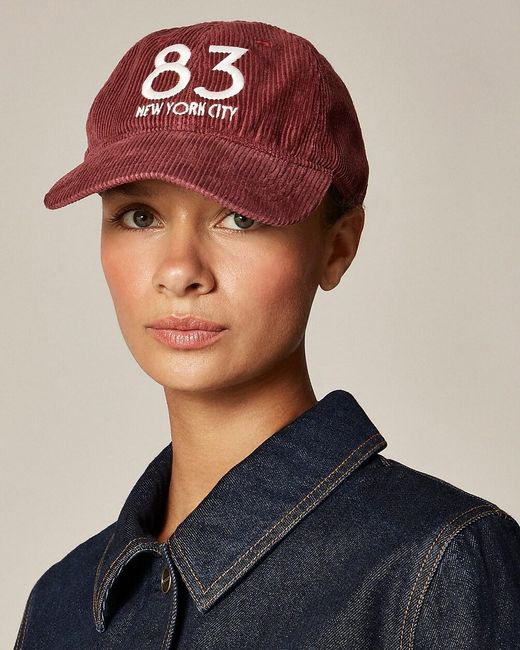 J.Crew Blue Embroidered Corduroy Baseball Cap
