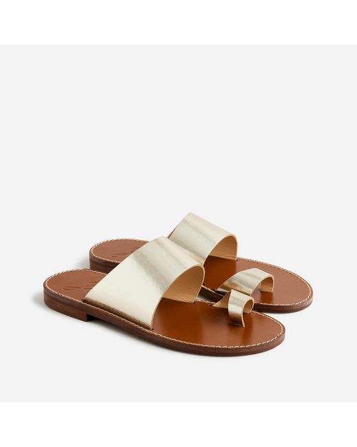 J.Crew Brown Marta Made-in-italy Metallic Leather Sandals