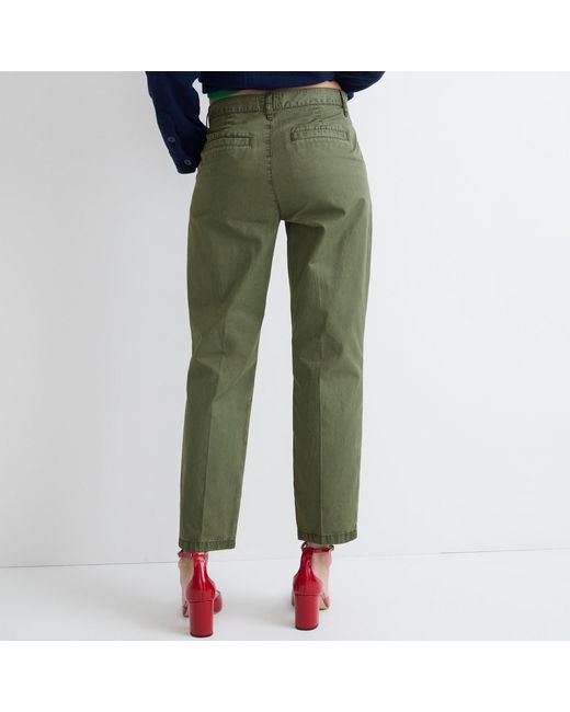 J.Crew Pleated Slouchy Boyfriend Chino Pant in Green