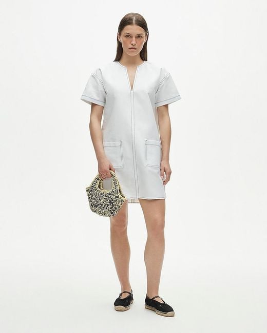 J.Crew White Petite Patch-Pocket Pullover Dress