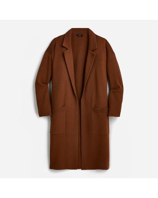 J.Crew Cotton Ella Openfront Long Sweaterblazer in Brown Lyst