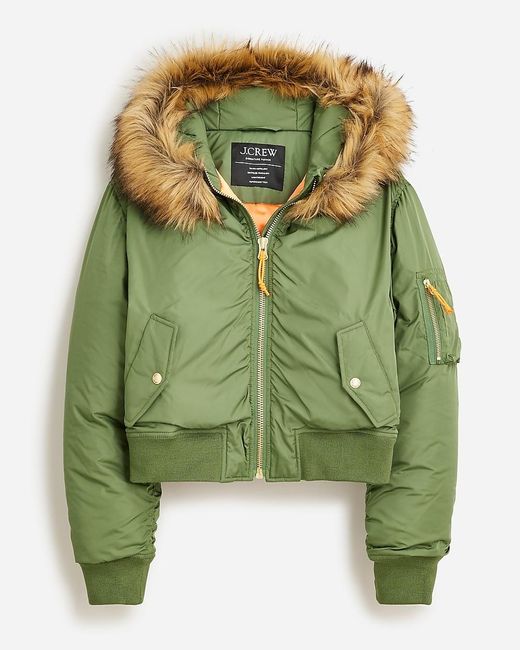 J.Crew Green Ruched Puffer Jacket With Primaloft