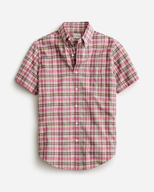 J.Crew Pink Slim Short-Sleeve Indian Madras Shirt for men