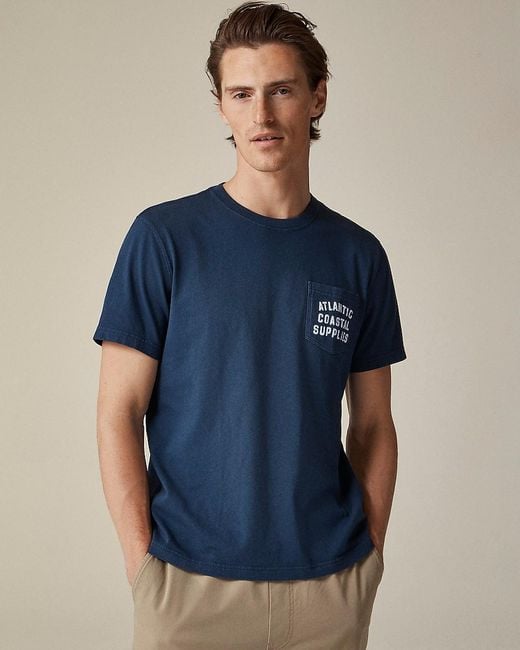 J.Crew Blue Atlantic Coastal Supplies X Vintage-Wash Cotton Graphic T-Shirt for men